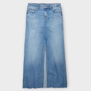 American Eagle Jean Maxi Y2K Front Slit Low Waisted Casual Blue Denim Maxi Skirt